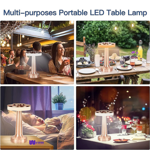 Touch LED Metal Desk Lamp – (USB Rechargeable, 3 Colors/Brightness Levels, Dimmable Eye Protection)