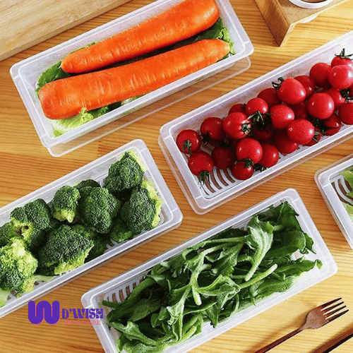 Food Storage Container (with Removable Drain Plate, Lid & 1500 ml Capacity each)