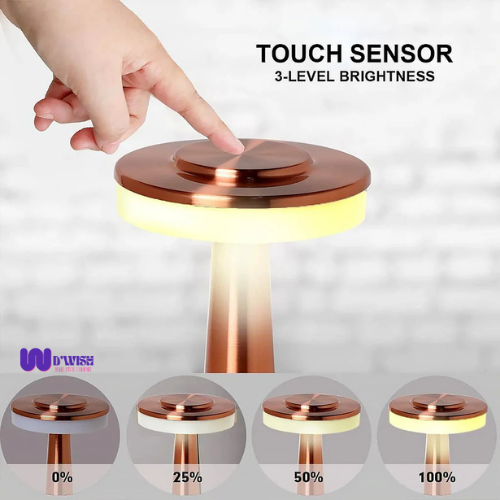 Touch LED Metal Desk Lamp – (USB Rechargeable, 3 Colors/Brightness Levels, Dimmable Eye Protection)