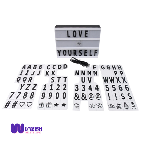 Black Magnetic Cinematic Light Box Lamp (with 82 Characters and 10 Emojis)