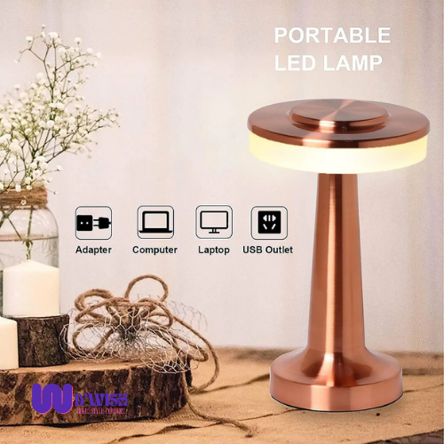 Touch LED Metal Desk Lamp – (USB Rechargeable, 3 Colors/Brightness Levels, Dimmable Eye Protection)