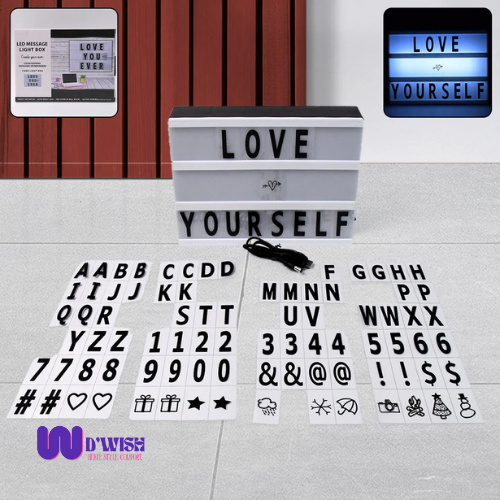 Black Magnetic Cinematic Light Box Lamp (with 82 Characters and 10 Emojis)