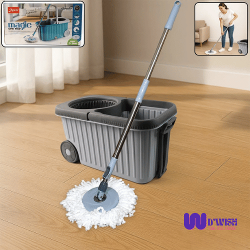 Spin Mop Cleaning Set (with Dual Chamber Bucket & Wheels)