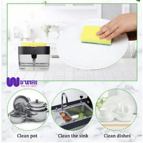 2-in-1 Liquid Soap Dispenser with Sponge Holder